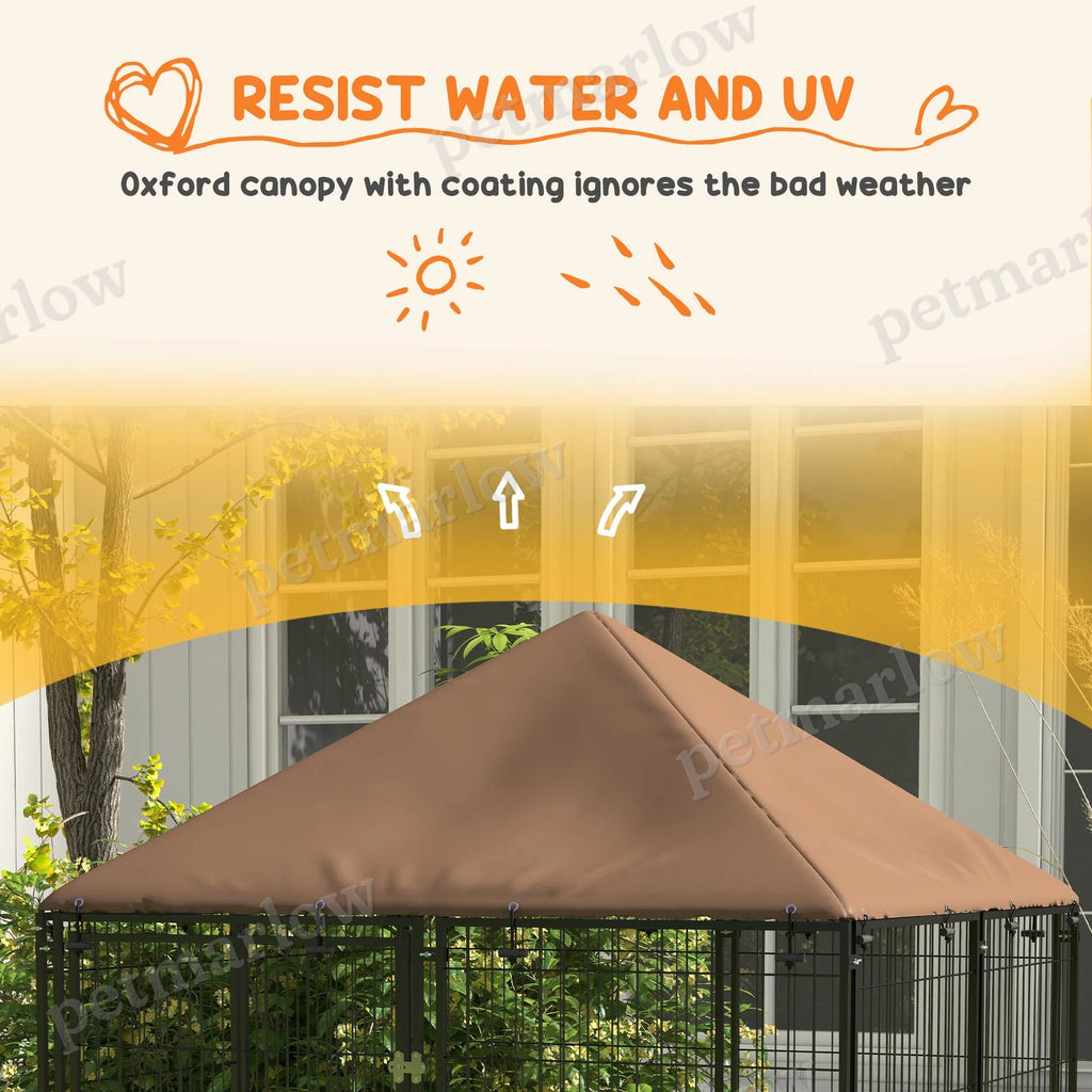 Outdoor Dog Kennel with Canopy and Rotating Bowls – view 3