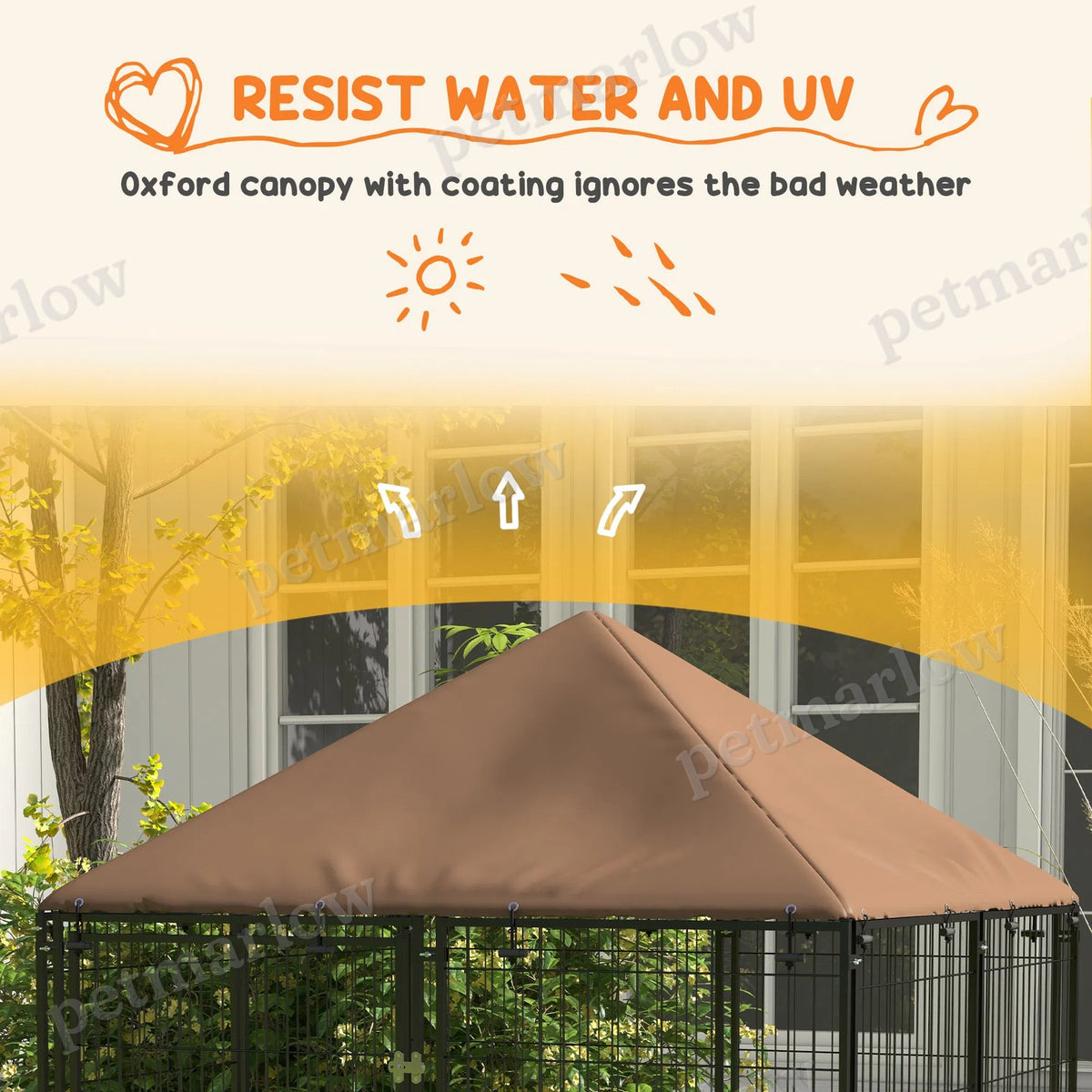 Outdoor Dog Kennel with Canopy and Rotating Bowls – view 3