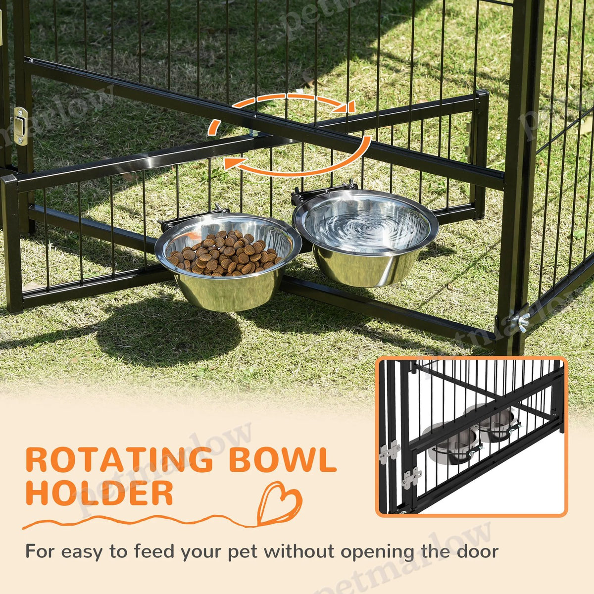 Outdoor Dog Kennel with Canopy and Rotating Bowls – view 6