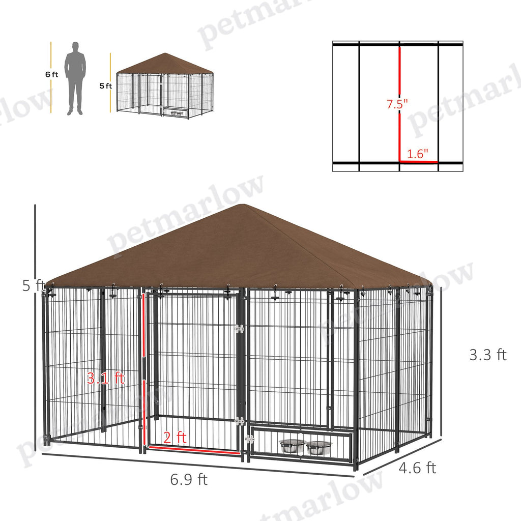 Outdoor Dog Kennel with Canopy for Play and Comfort – view 3
