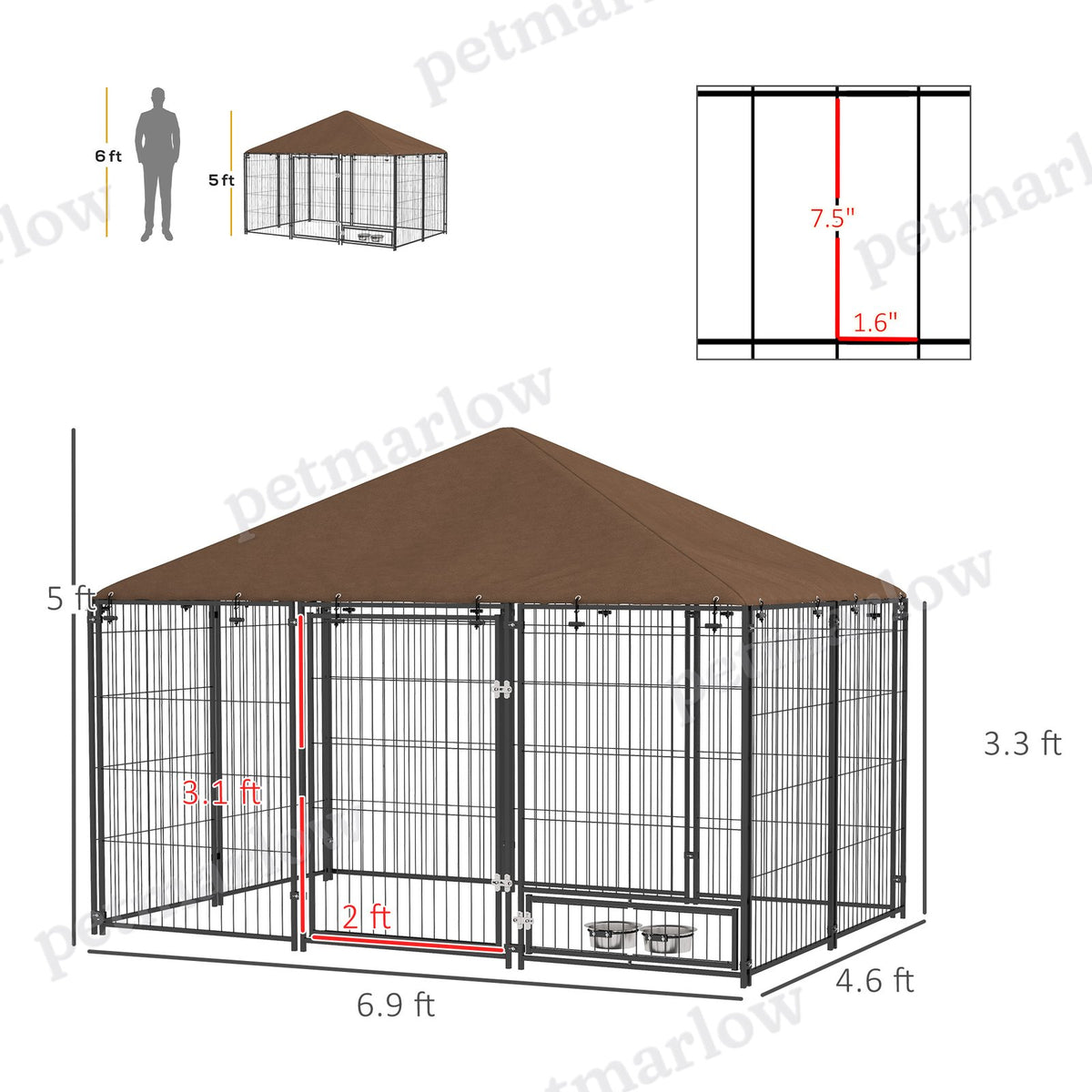Outdoor Dog Kennel with Canopy for Play and Comfort – view 3
