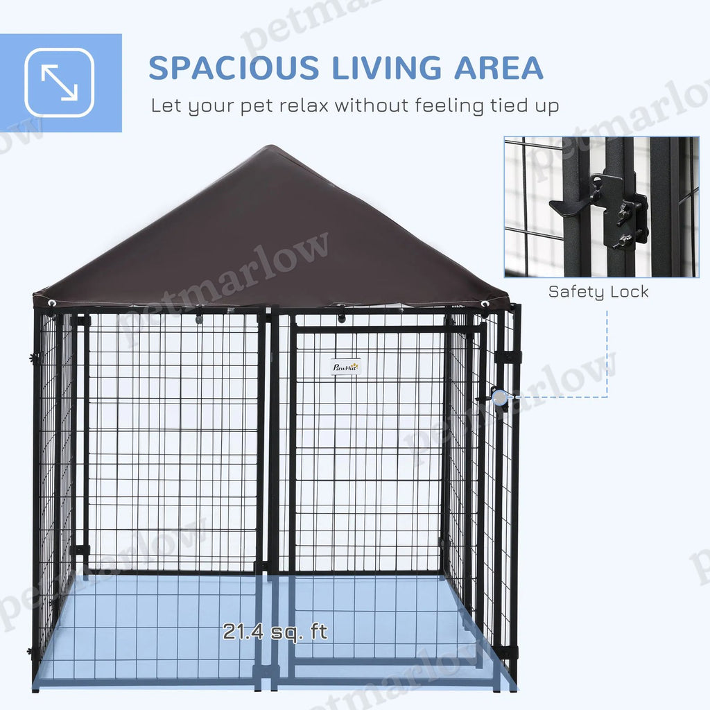 Outdoor Dog Kennel with Lockable Canopy Top – view 3