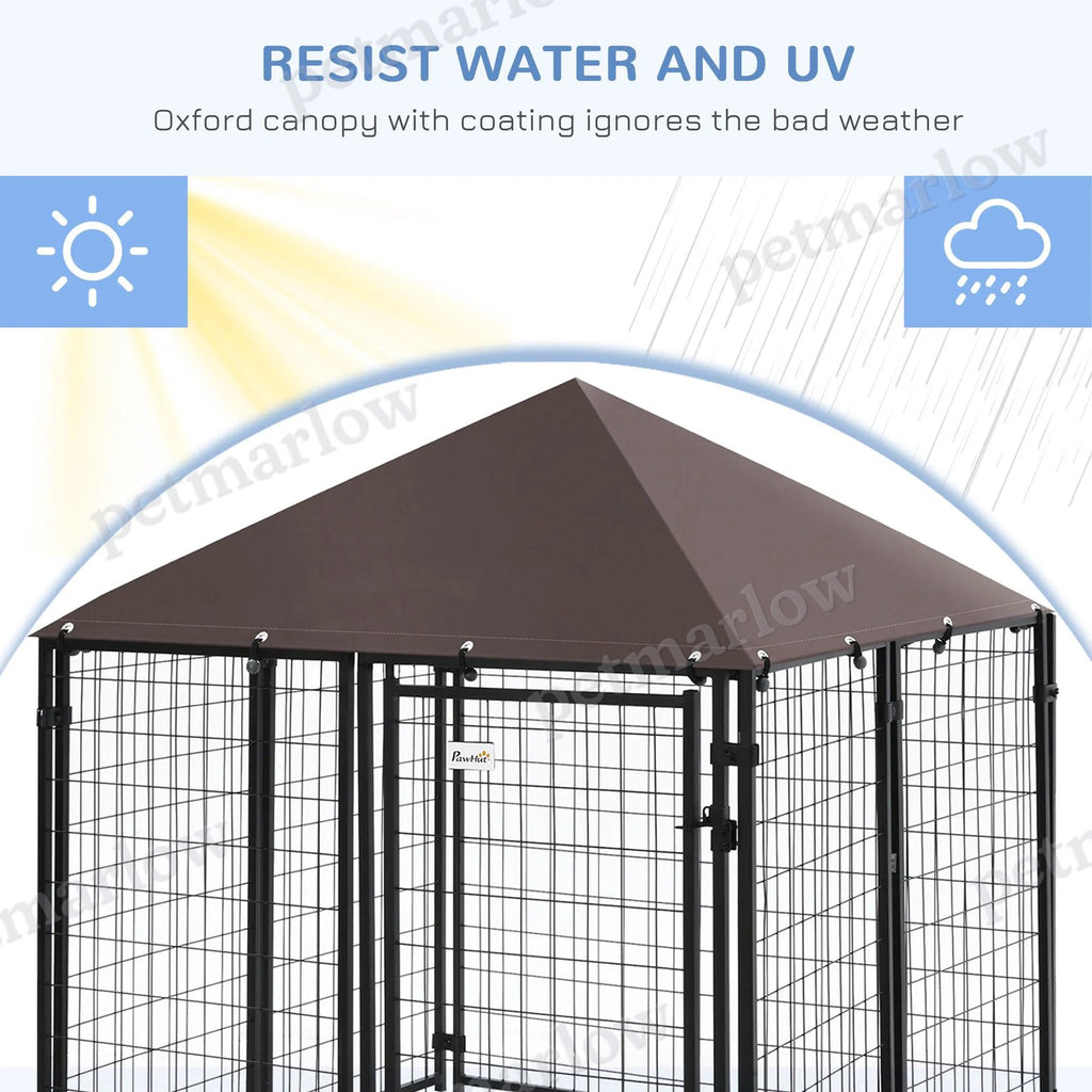 Outdoor Dog Kennel with Lockable Canopy Top – view 6