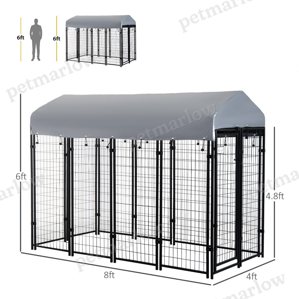 Outdoor Dog Kennel with Roof and Heavy Duty Wire – view 5