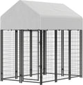 Outdoor Dog Kennel with Roof for Secure Play – Silver / 1240x630x245 mm