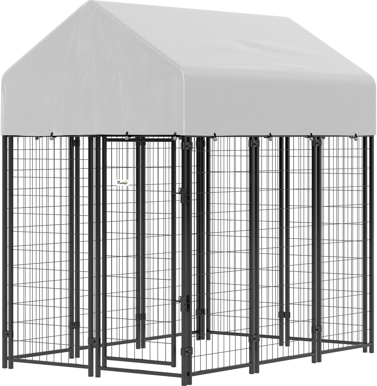 Outdoor Dog Kennel with Roof for Secure Play – Silver / 1240x630x245 mm