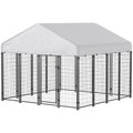 Outdoor Dog Kennel with Roof for Secure Play Area – Silver / 1240x630x370 mm