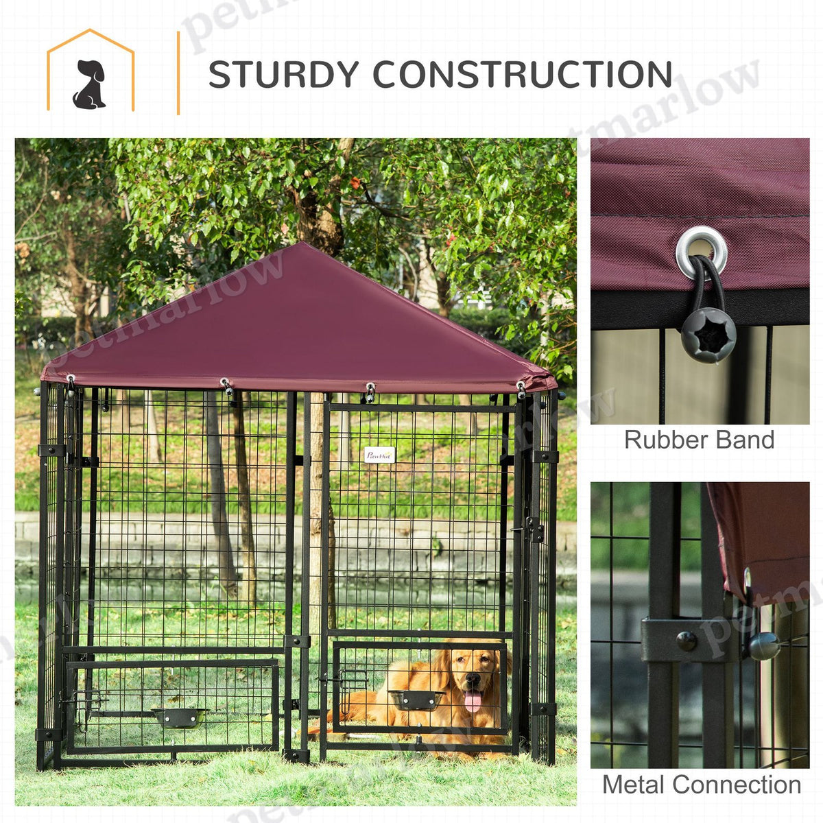 Outdoor Dog Kennel with Rotating Bowl Holders – view 4