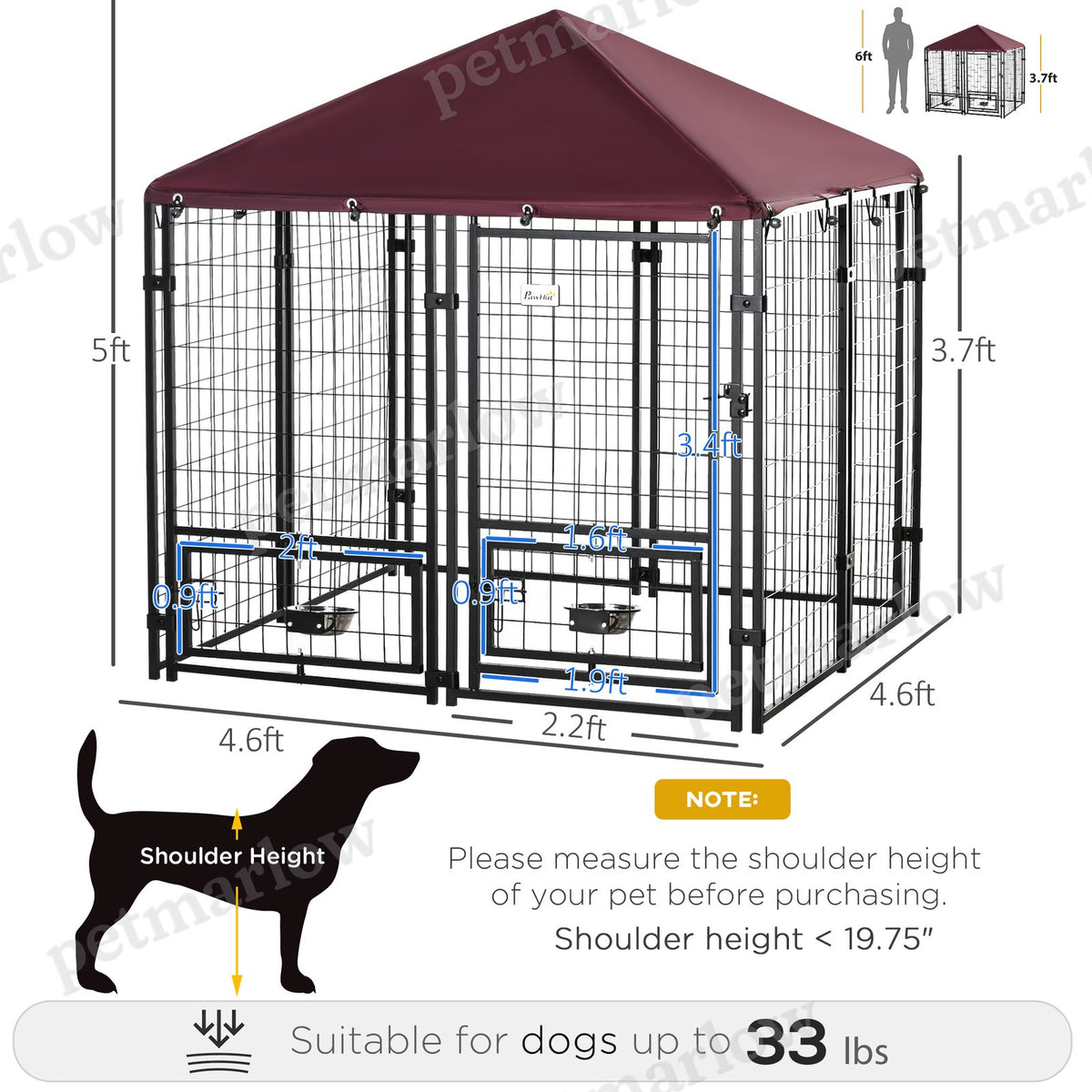 Outdoor Dog Kennel with Rotating Bowl Holders – view 6