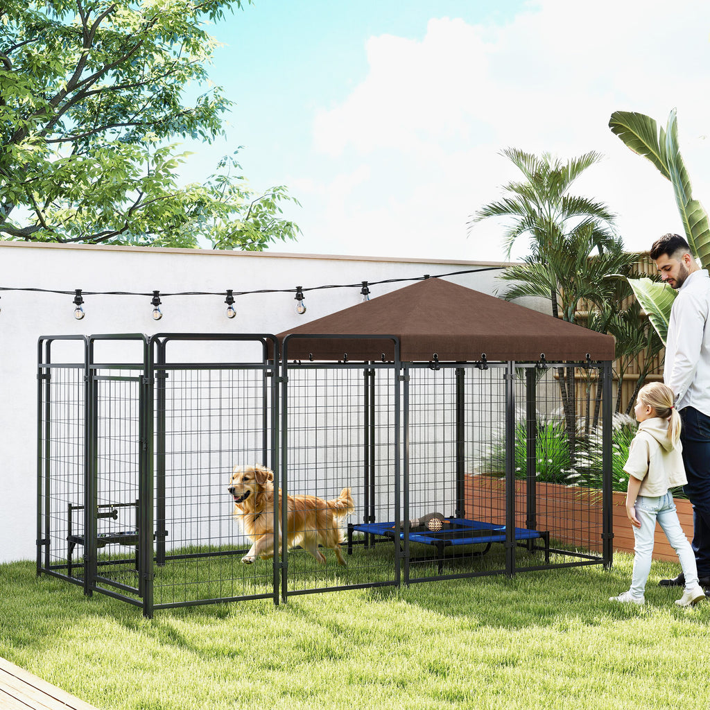 Outdoor Dog Kennel with Waterproof Canopy for Comfort – Black / 1260x710x280 mm