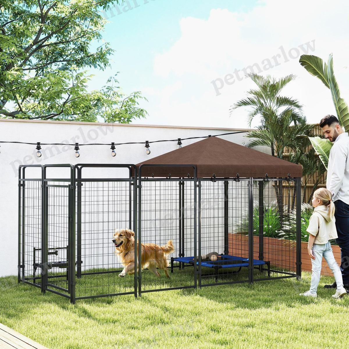 Outdoor Dog Kennel with Waterproof Canopy for Comfort – view 4