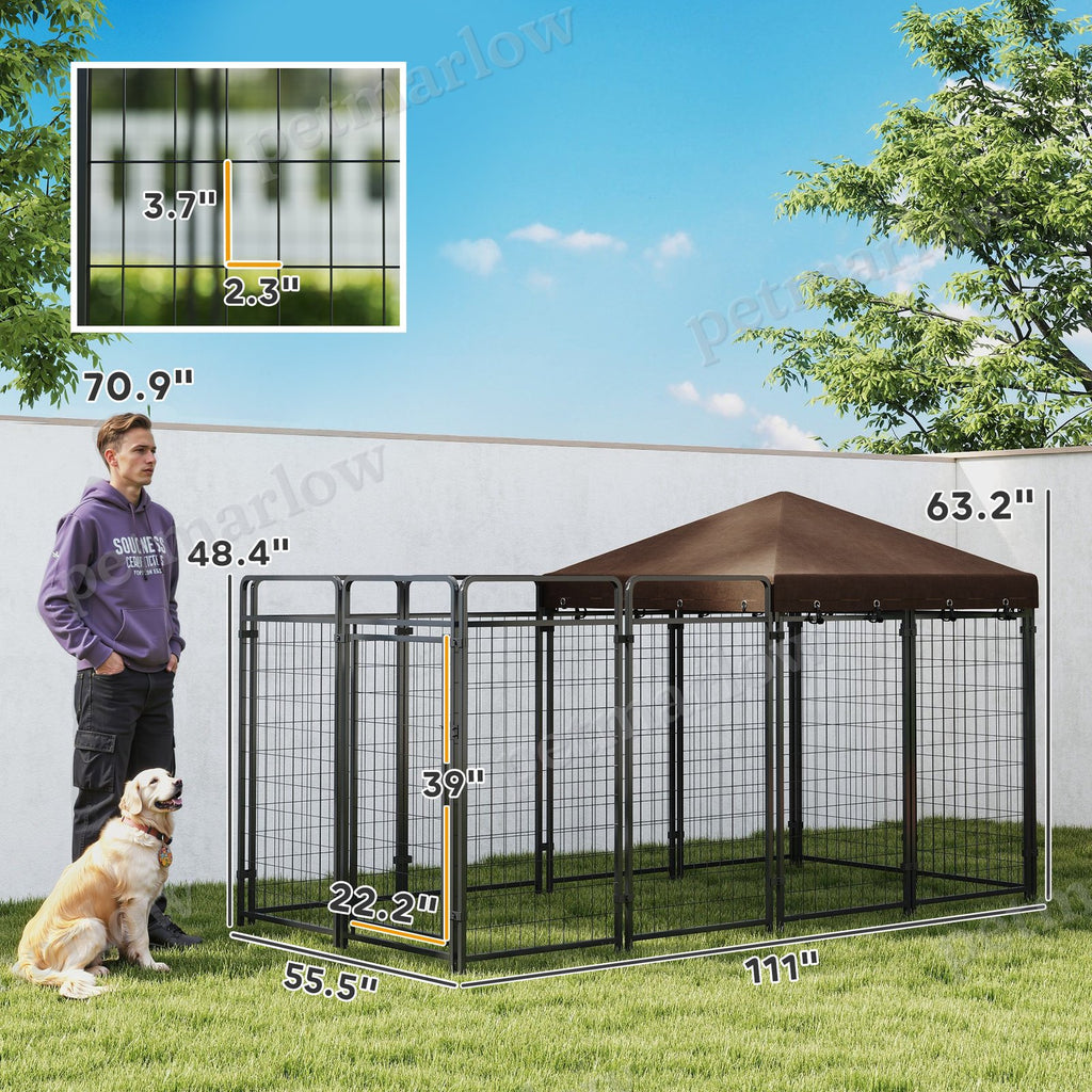 Outdoor Dog Kennel with Waterproof Canopy for Comfort – view 5