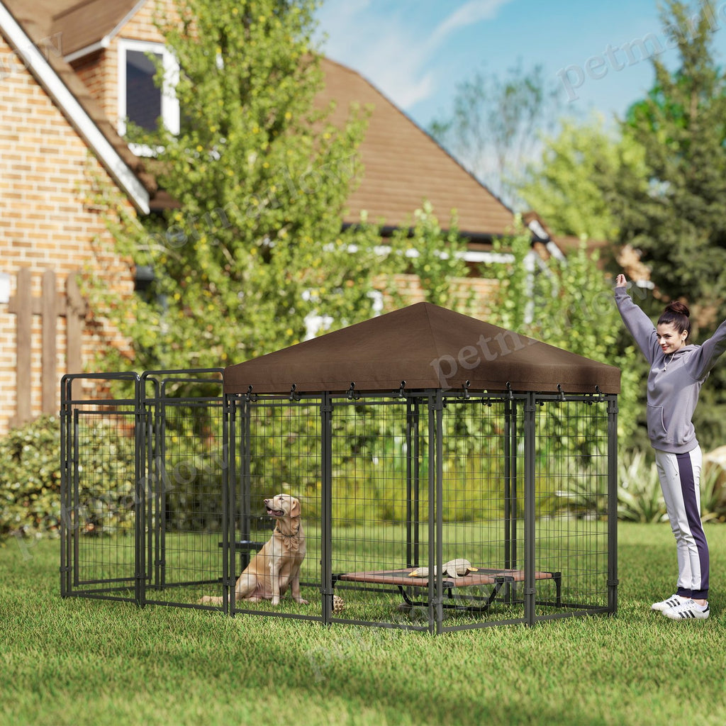 Outdoor Dog Kennel with Waterproof Canopy for Comfort – view 6