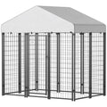 Outdoor Dog Kennel with Waterproof Cover for Weather Protection – Silver