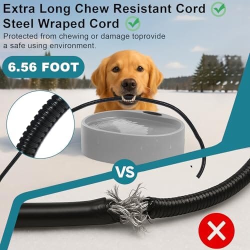 Outdoor Heated Dog Bowl with Chew Resistant Power Cord – view 7