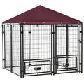 Outdoor Kennel with Rotating Bowl Rack
