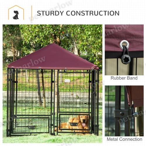 Outdoor Kennel with Rotating Bowl Rack – view 2