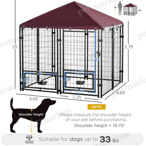 Outdoor Kennel with Rotating Bowl Rack – view 3