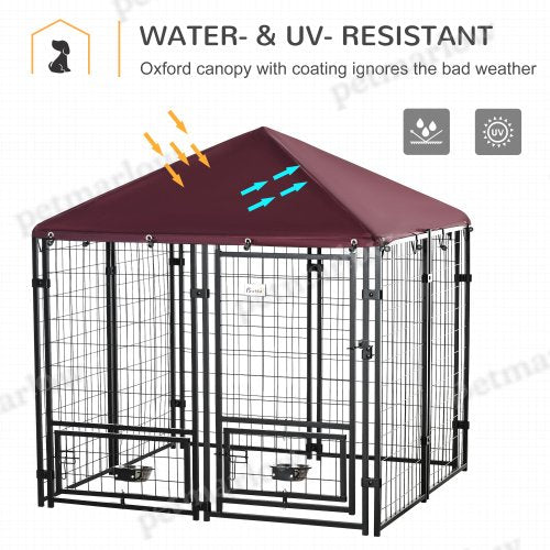 Outdoor Kennel with Rotating Bowl Rack – view 5