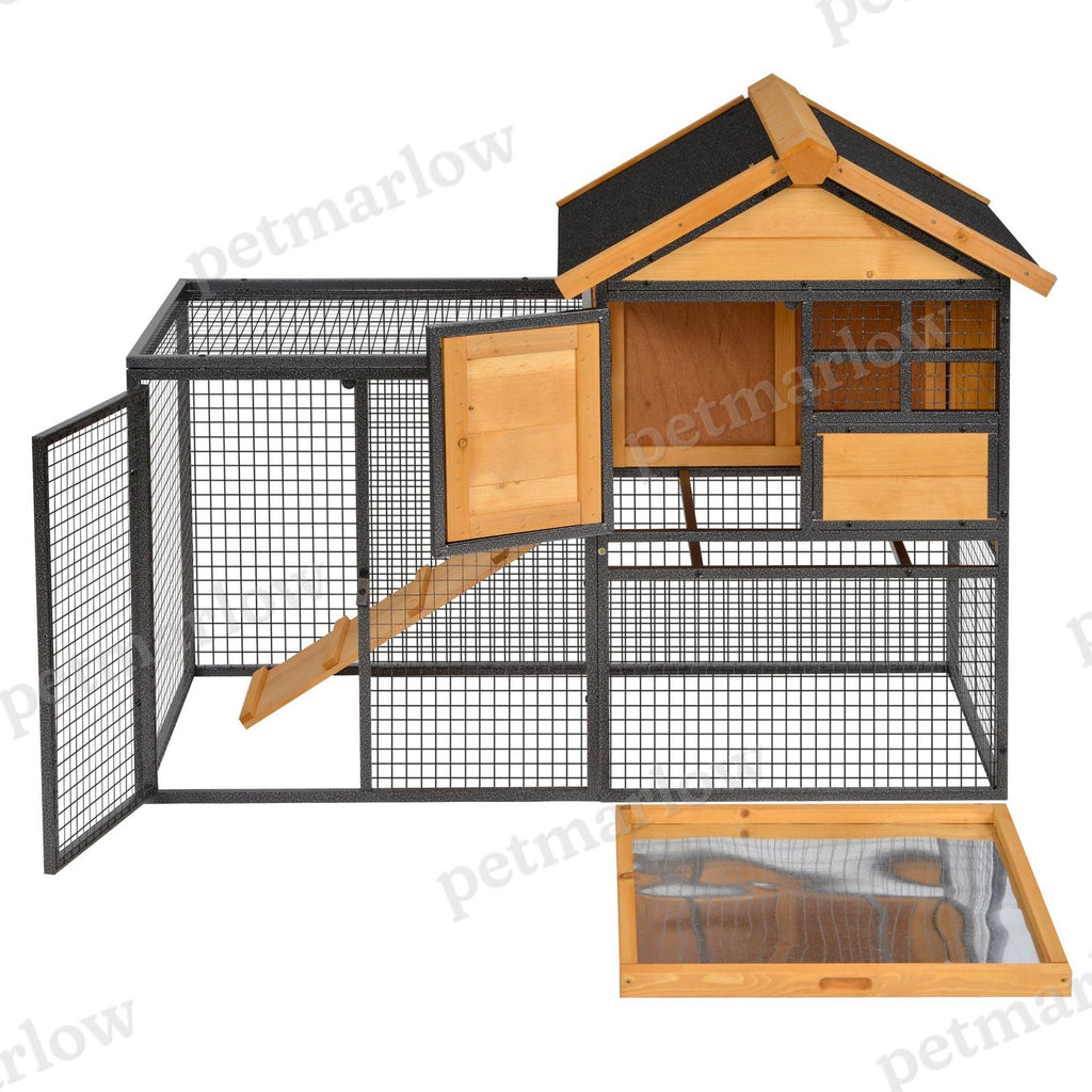 Outdoor Rabbit Cage with Elevated Design and Slide-Out Tray – view 4