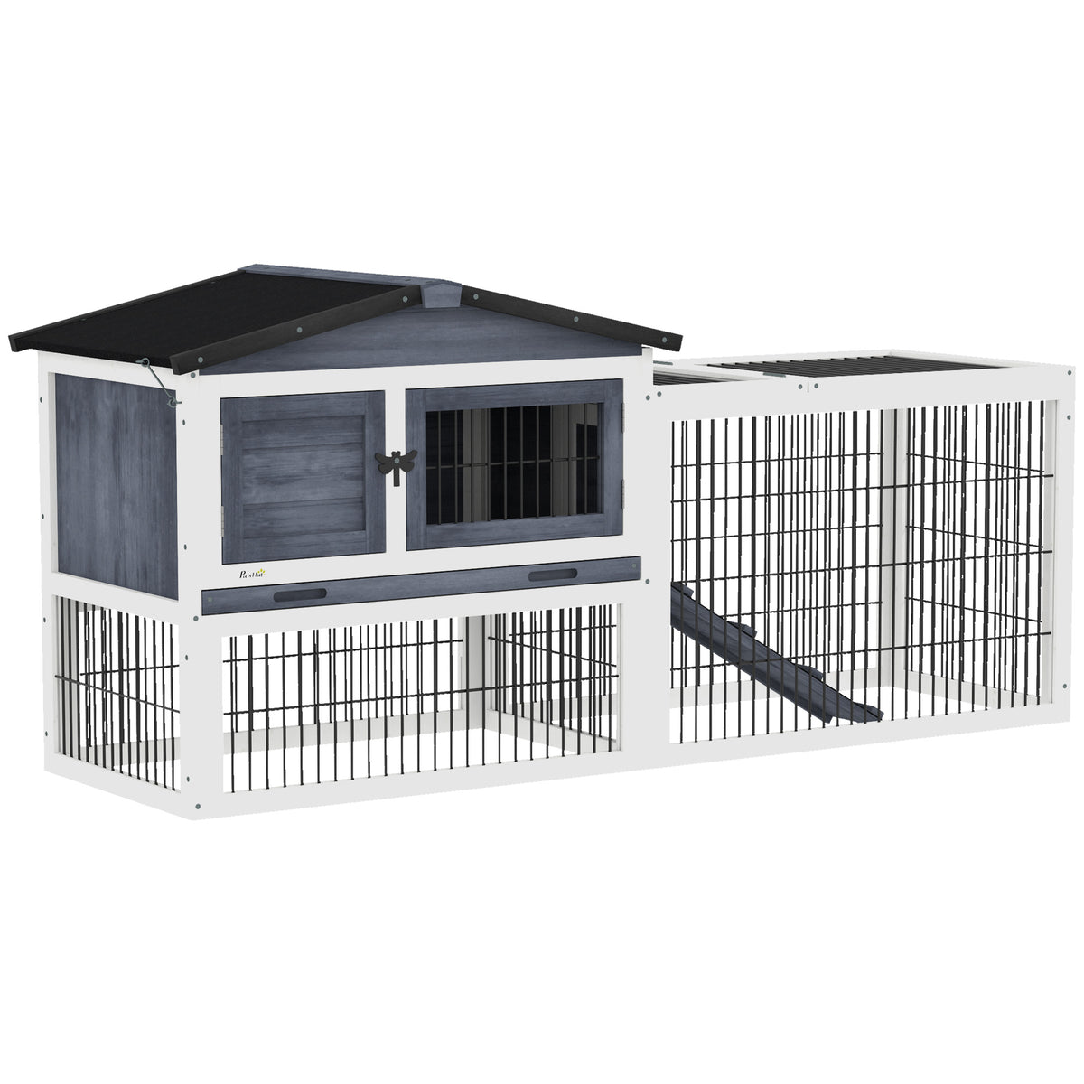 Outdoor Rabbit Hutch with Openable Top for Small Animals – Dark Gray / 840x580x330 mm