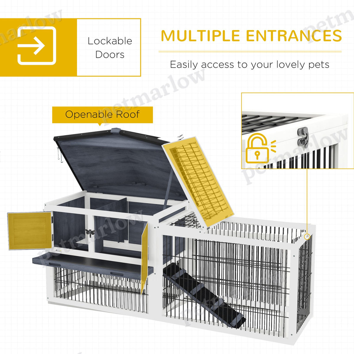 Outdoor Rabbit Hutch with Openable Top for Small Animals – view 5