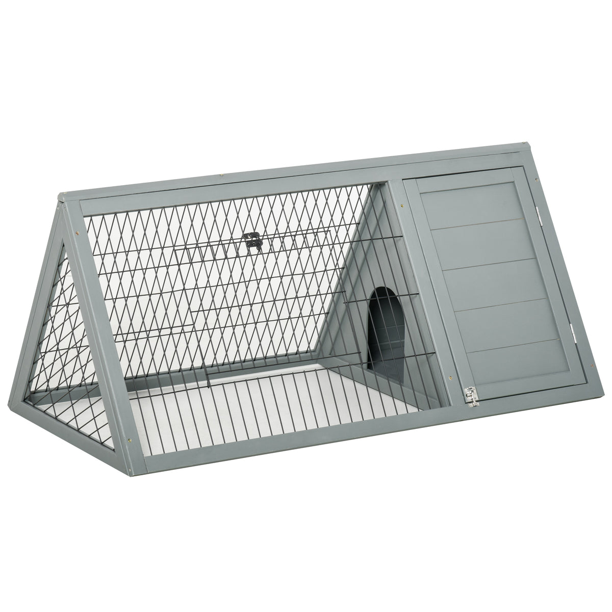 Outdoor Rabbit Hutch with Run for Small Animals – Grey / 1240x120x640 mm