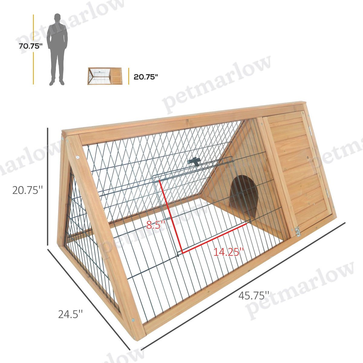Outdoor Rabbit Hutch with Run for Small Animals – view 3