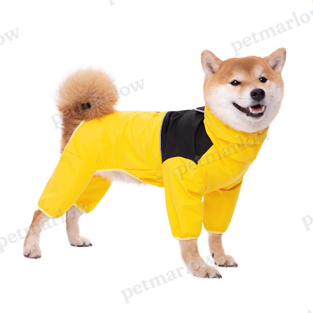 Outdoor Reflective Line Safety Four Legs Big Dog Clothes Waterproof Dog Raincoat – view 5