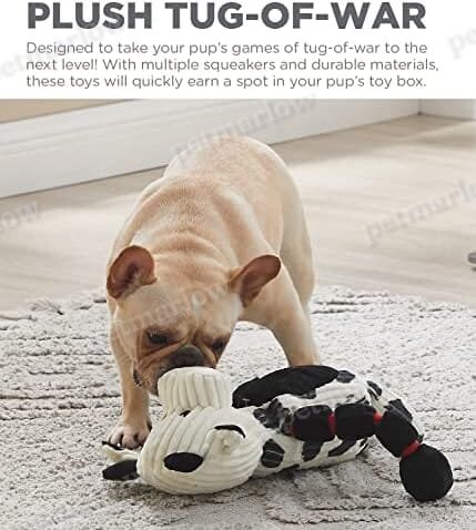 Outward Hound Thunda Tugga Cow Plush & Squeaky Dog Tug Toy – view 5