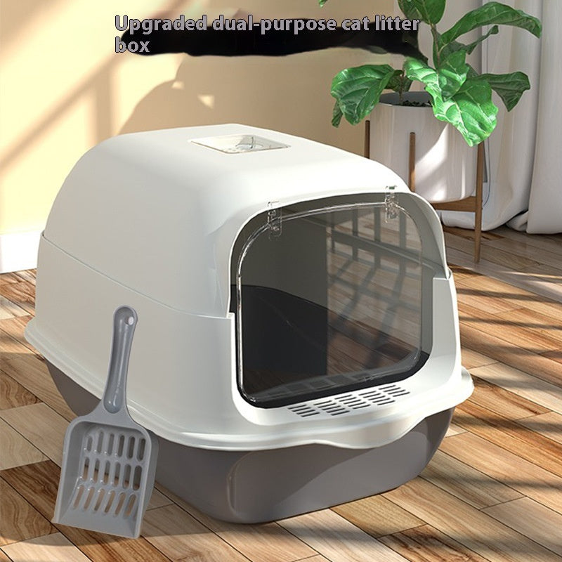 Oversized Fully Enclosed Cat Litter Box With Privacy Door
