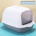 Oversized Fully Enclosed Cat Litter Box With Privacy Door – Gray