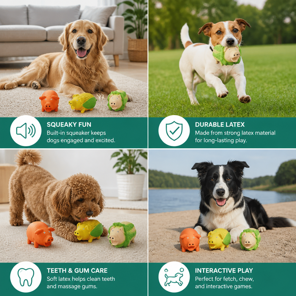 Durable Squeaky Latex Farm Animal Dog Toy – view 7