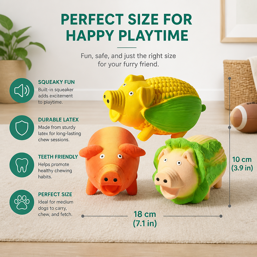 Durable Squeaky Latex Farm Animal Dog Toy – view 8