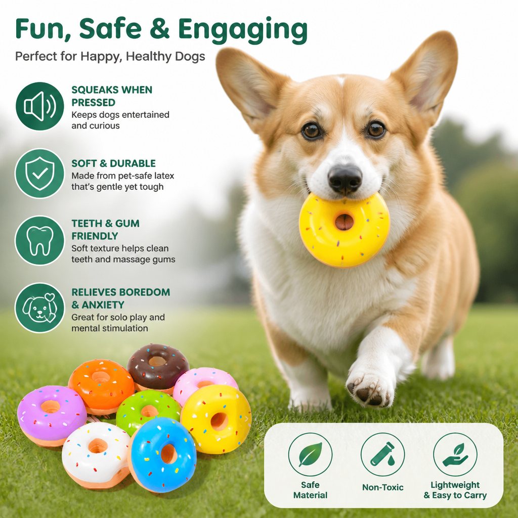 Colorful Squeaky Donut Dog Toy – view 11