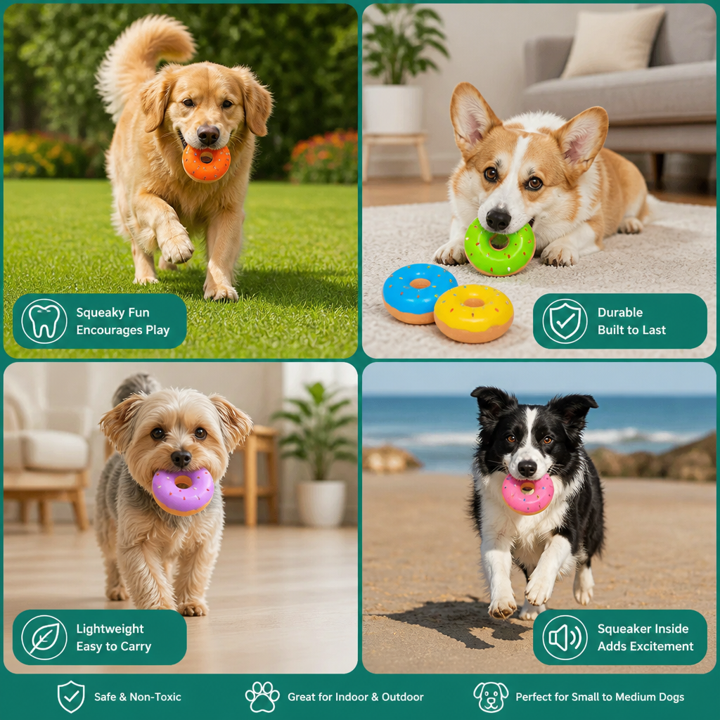 Colorful Squeaky Donut Dog Toy – view 12