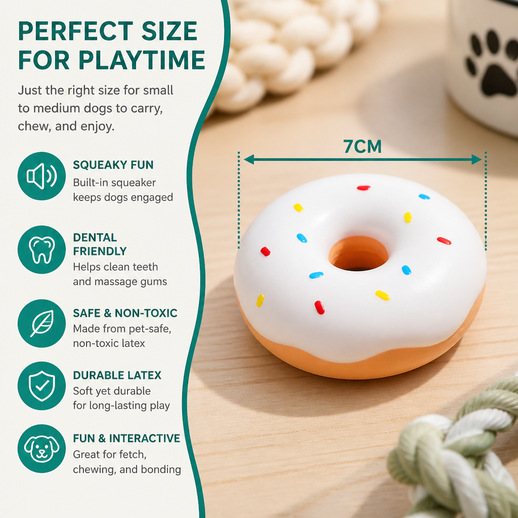 Colorful Squeaky Donut Dog Toy – view 13