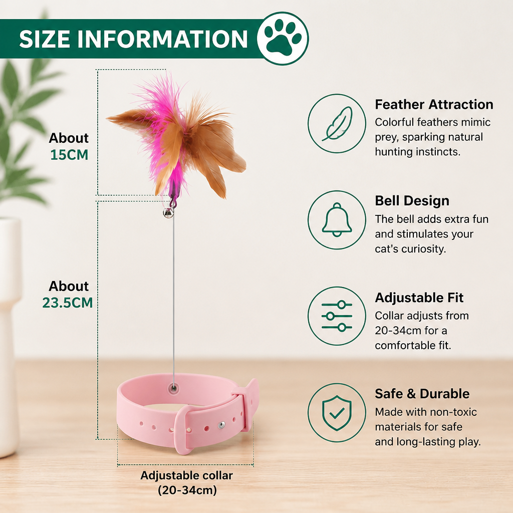 Interactive Feather Cat Toy with Adjustable Collar and Teasing Play Function – view 7