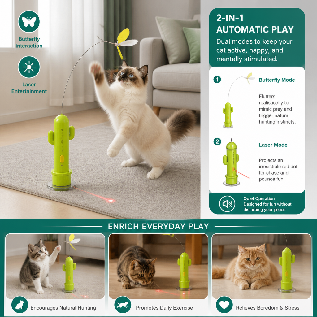 2in1 Automatic Butterfly & Laser Cat Toy – view 7