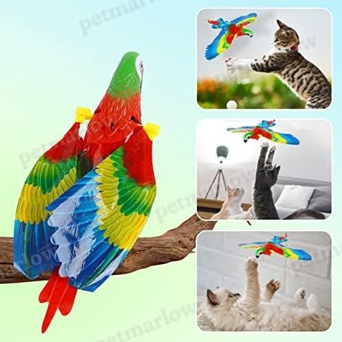 Parrot Interactive Hanging Spinning Electric Toy Bird for Cats – view 2