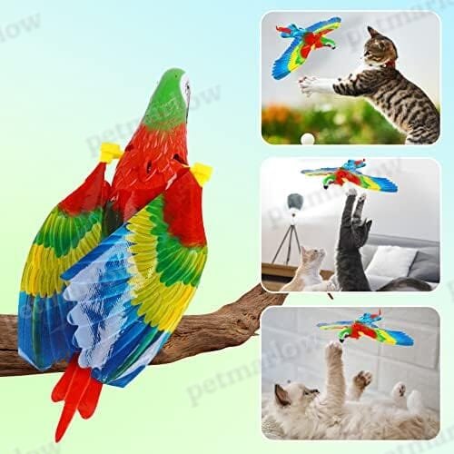 Parrot Interactive Hanging Spinning Electric Toy Bird for Cats – view 3