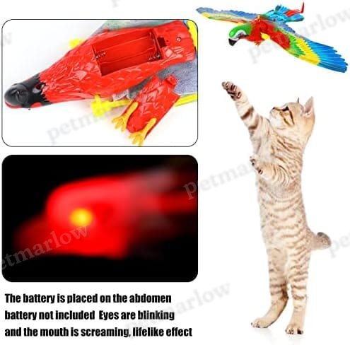 Parrot Interactive Hanging Spinning Electric Toy Bird for Cats – view 6