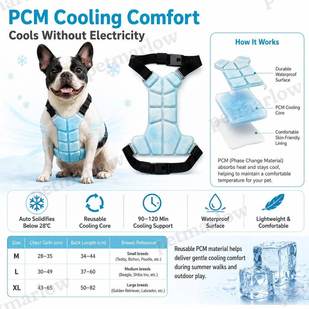 PCM & Waterproof Pet Cooling Vest (Adjustable Straps & Quick-Release Buckles) – view 3