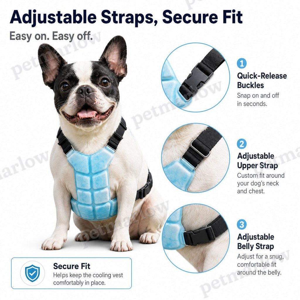 PCM & Waterproof Pet Cooling Vest (Adjustable Straps & Quick-Release Buckles) – view 5