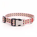 Custom Engraved Dog Collar with Metal Buckle – White Decorative Stripes / S