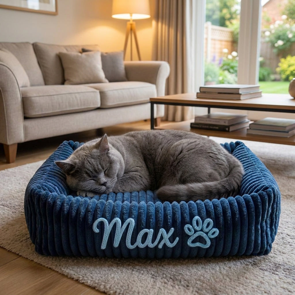 Personalized Fluffy Cloud Cat Bed with Soft Bolsters