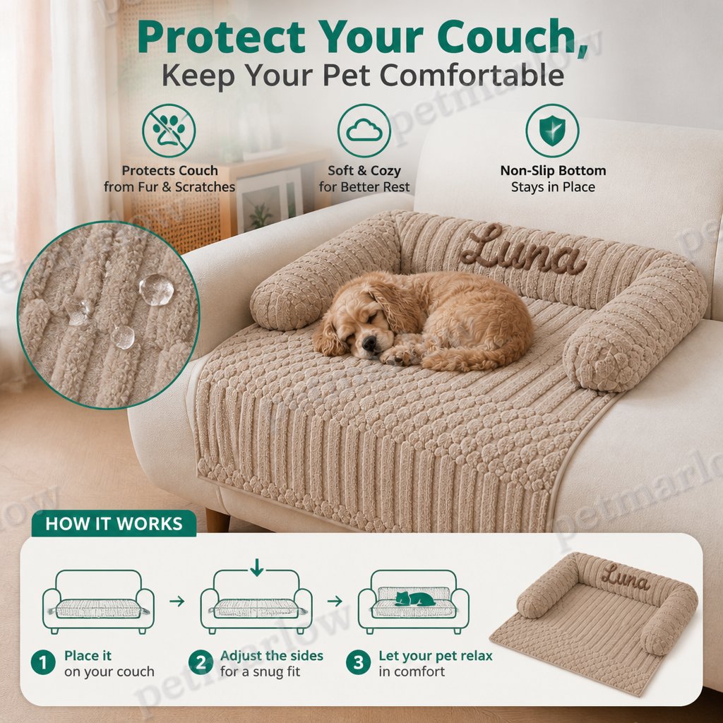Personalized Fluffy Dog Sofa Bed & Protective Couch Cover – view 6
