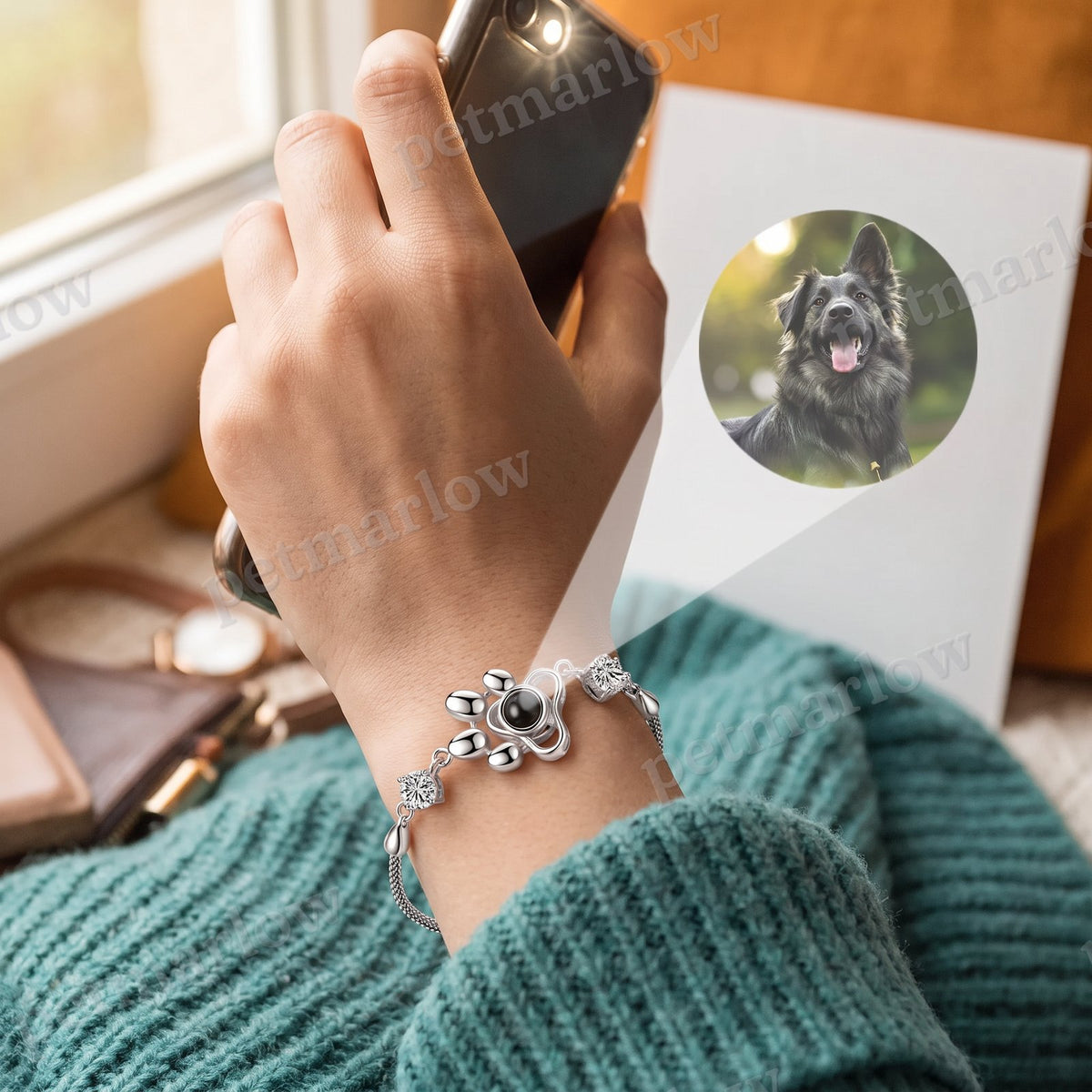 Personalized Paw Photo Projection Keepsake Bracelet – view 4