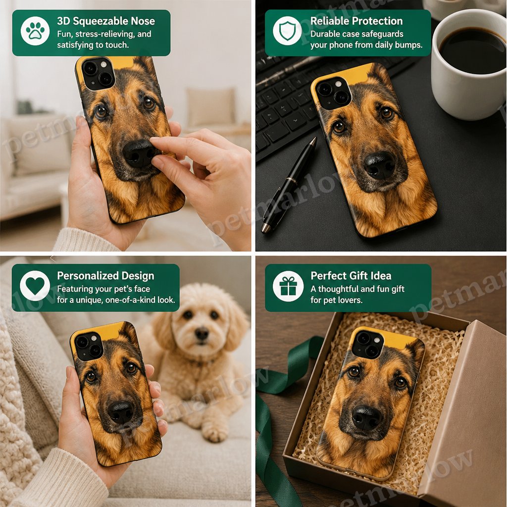 Personalized Pet Photo Phone Case with 3D Squeezable Nose – view 5
