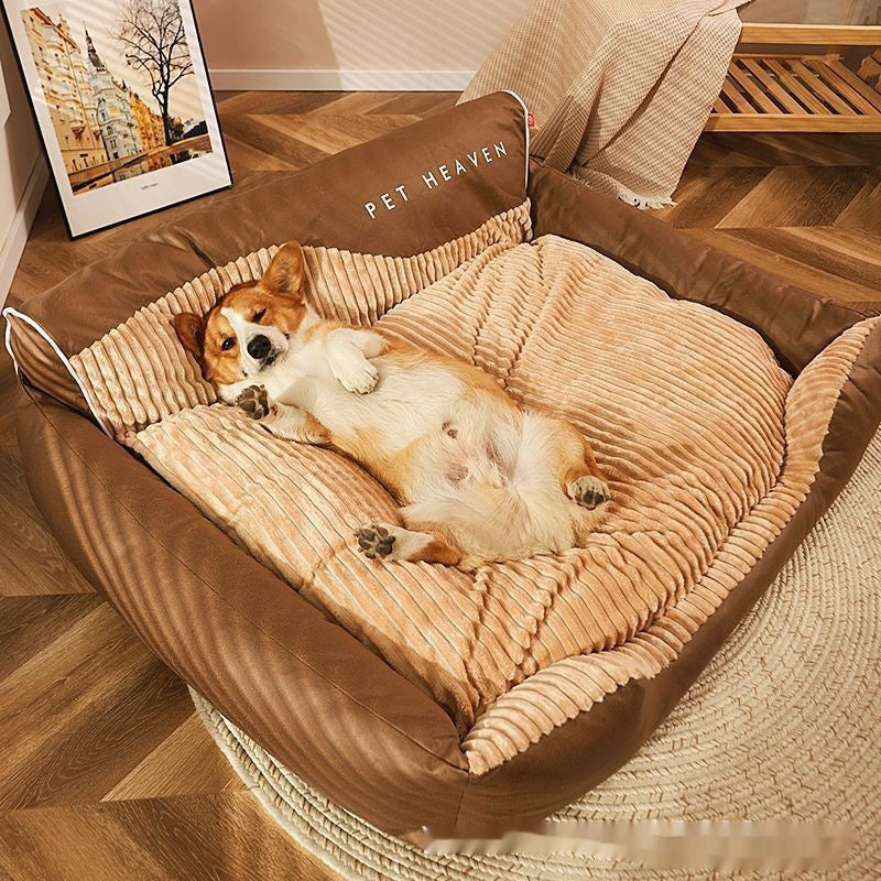 Pet Bed Cat Nest Medium And Large Kennel Mat – Warm Brown / 60x53x26cm